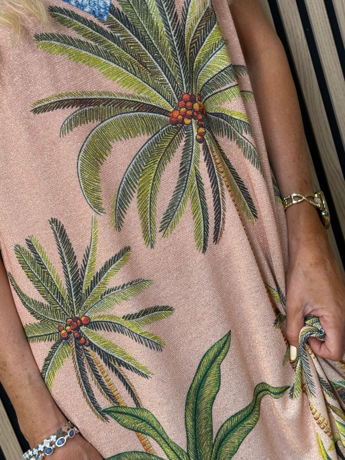 Tropical Shimmer Midi Dress - Pink/Blue
