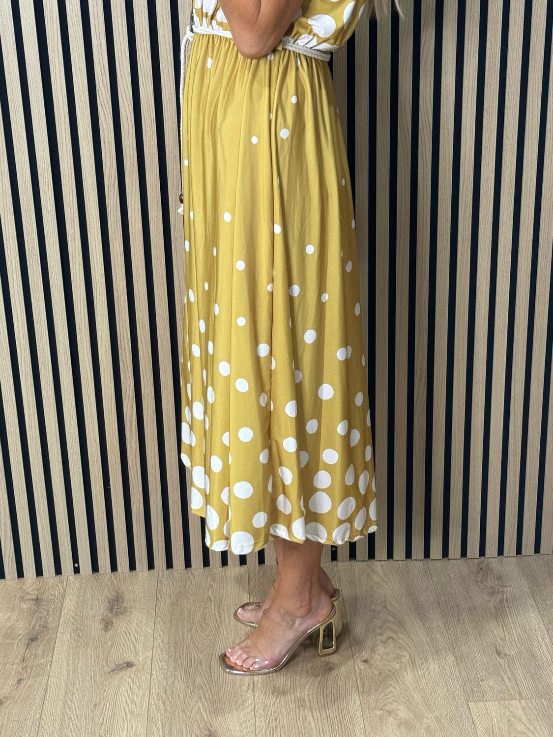 Polka Dot Midi Dress - Mustard