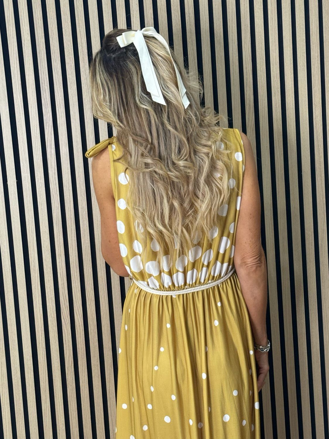 Polka Dot Midi Dress - Mustard