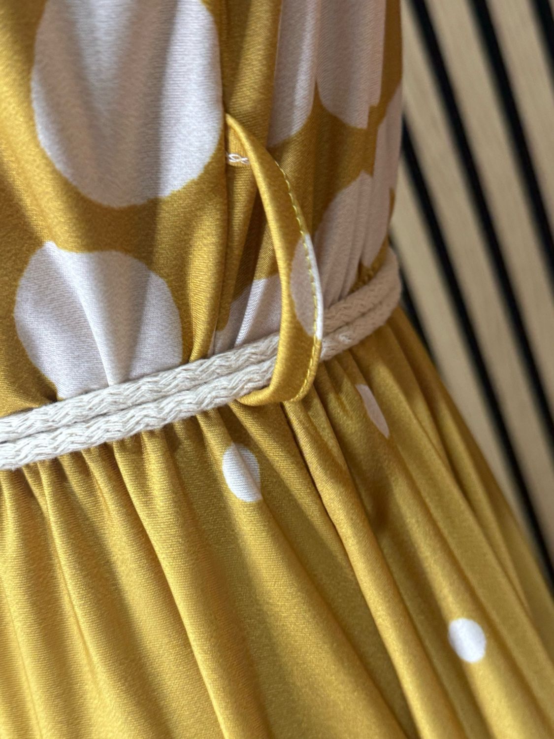 Polka Dot Midi Dress - Mustard