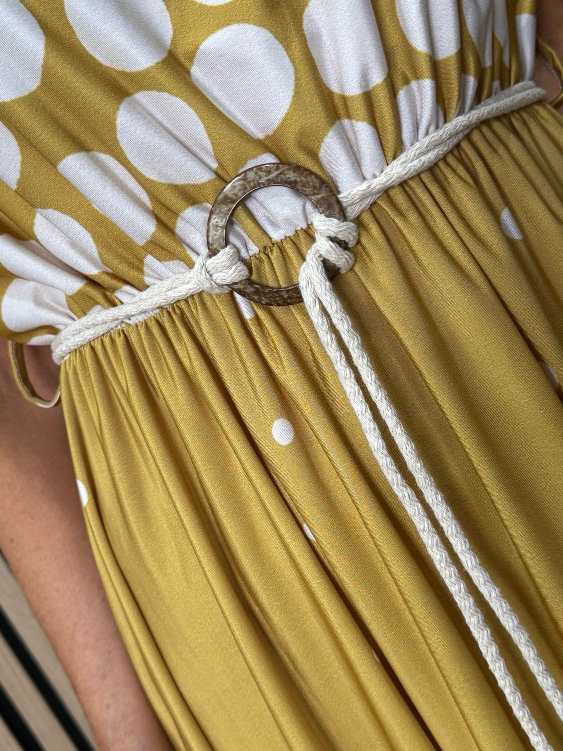 Polka Dot Midi Dress - Mustard