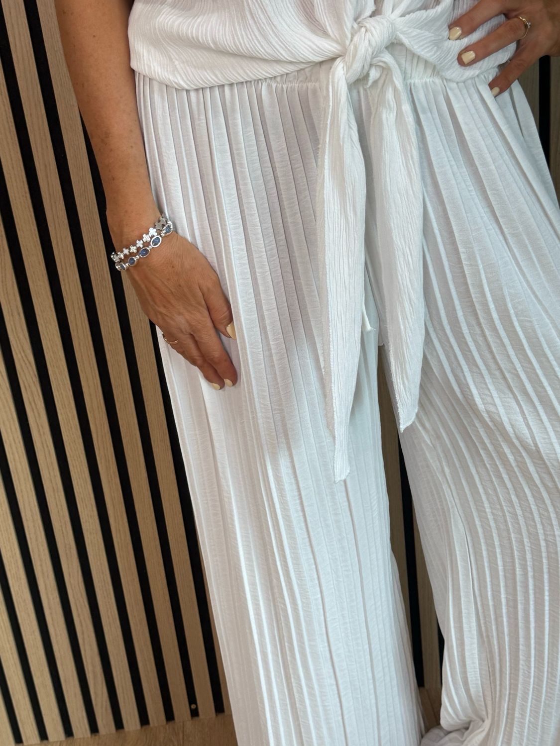 Pleated Wide Leg Trousers - White