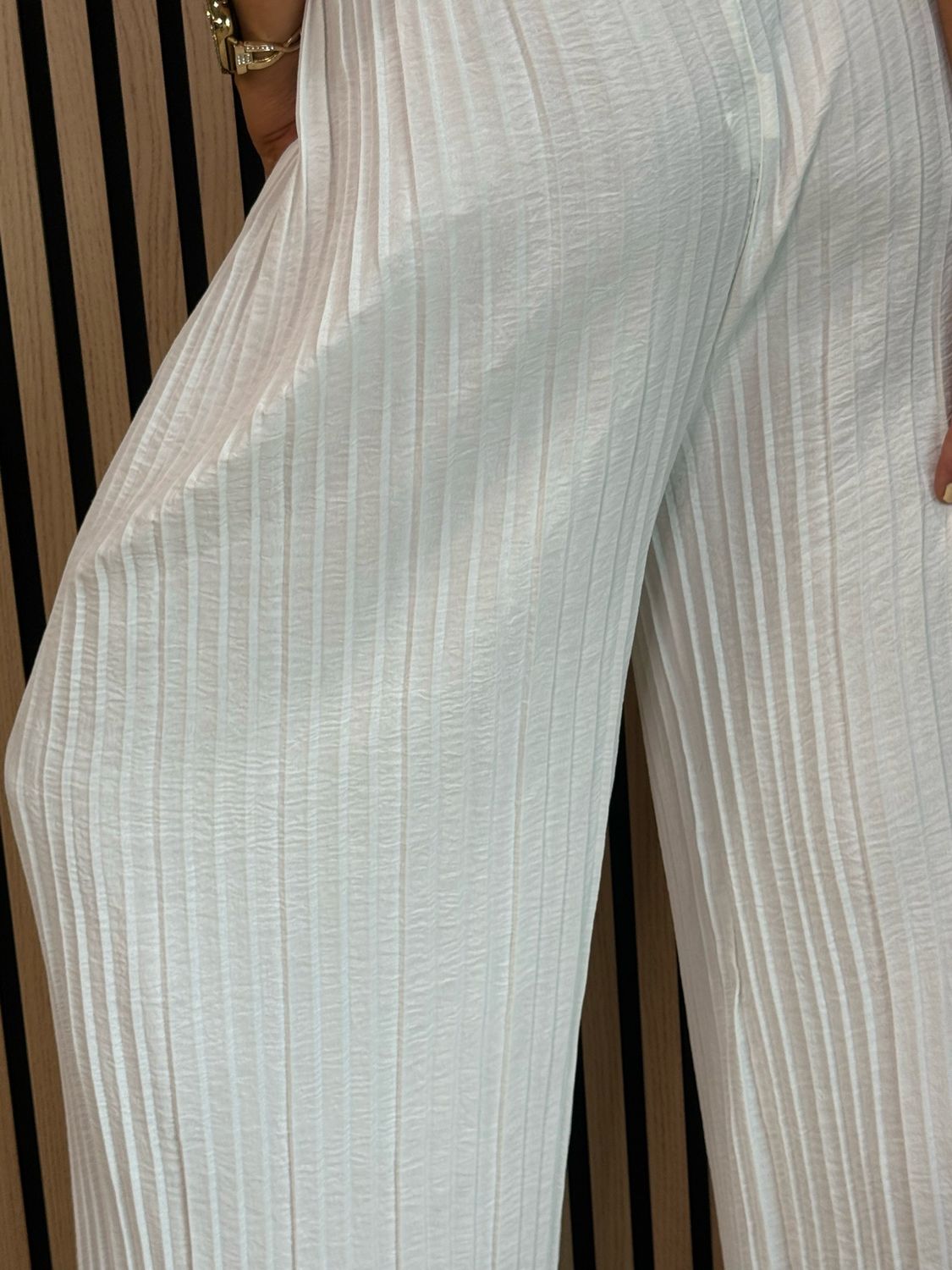 Pleated Wide Leg Trousers - White