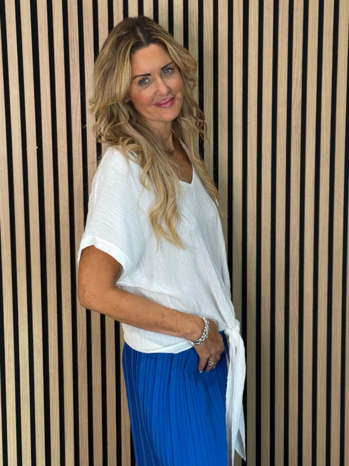 Pleated Wide Let Trousers - R Blue