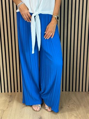 Pleated Wide Let Trousers - R Blue