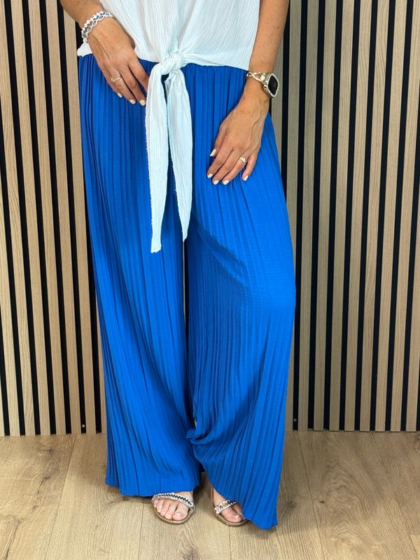 Pleated Wide Let Trousers - R Blue