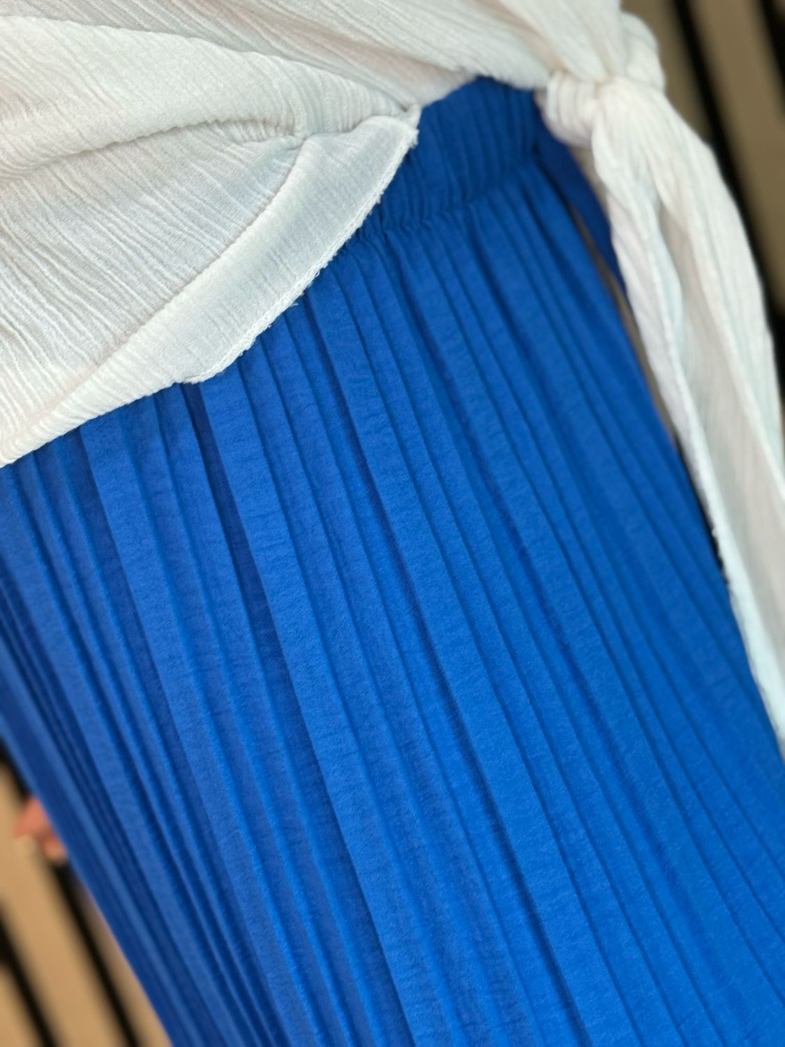 Pleated Wide Let Trousers - R Blue