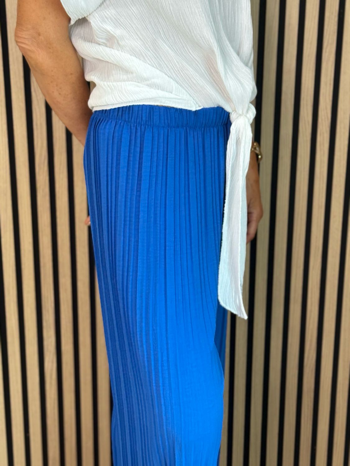 Pleated Wide Let Trousers - R Blue