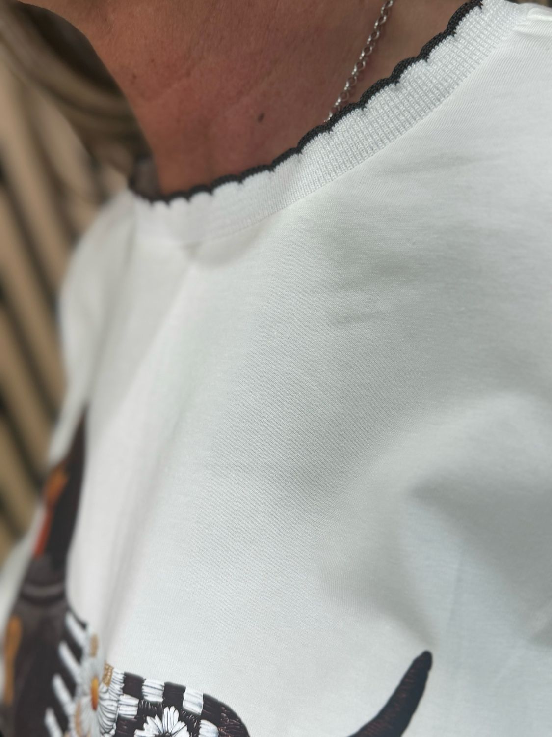 Sausage Dog Print T-Shirt - White/Brown