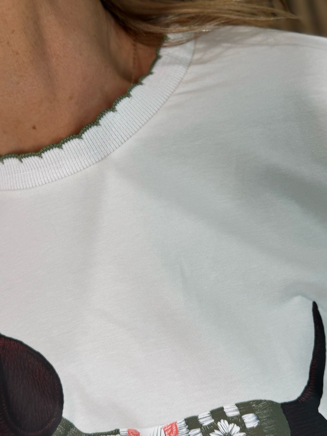 Sausage Dog Print T-Shirt - White/Khaki
