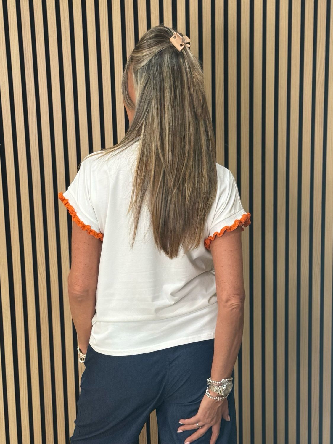 Sausage Dog Print T-Shirt - White/Orange