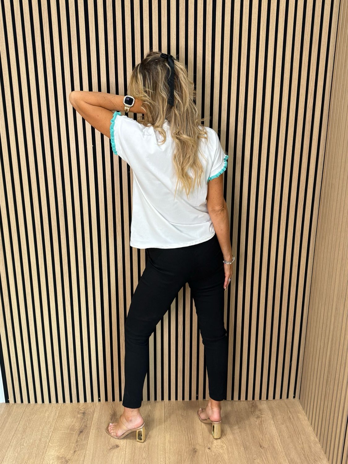 Sausage Dog Print T-Shirt - White/Aqua