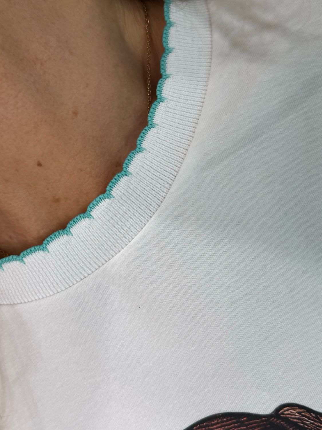 Sausage Dog Print T-Shirt - White/Aqua