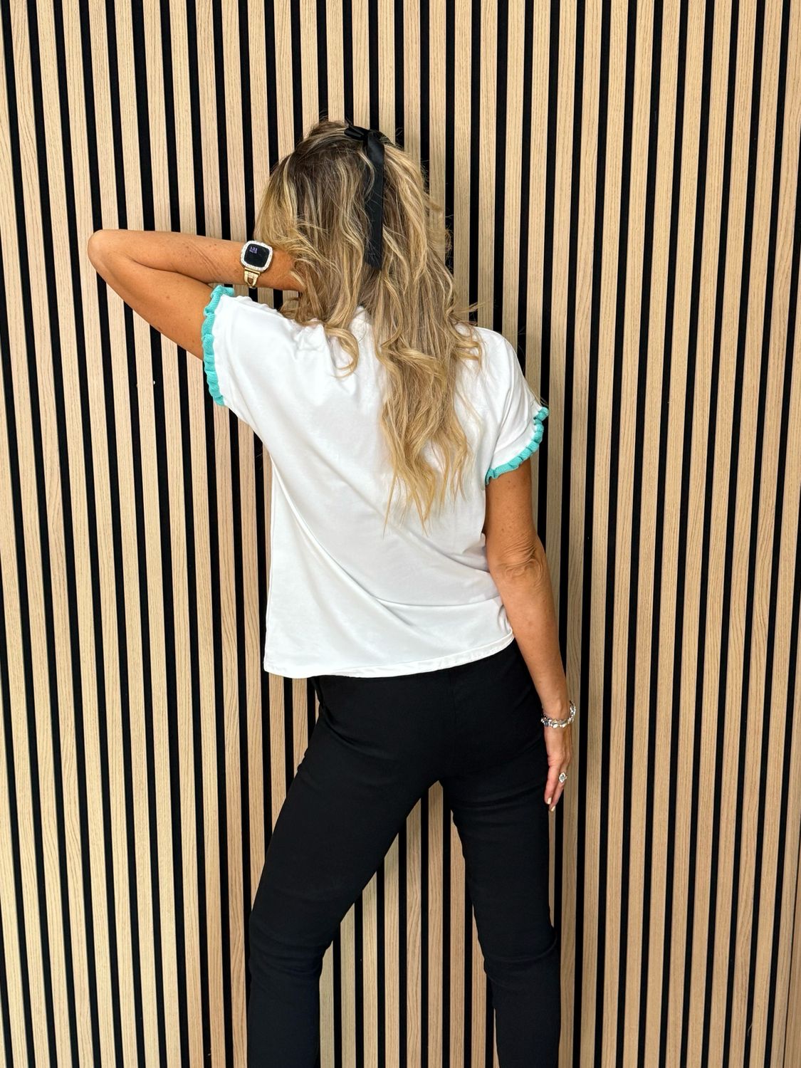 Sausage Dog Print T-Shirt - White/Aqua