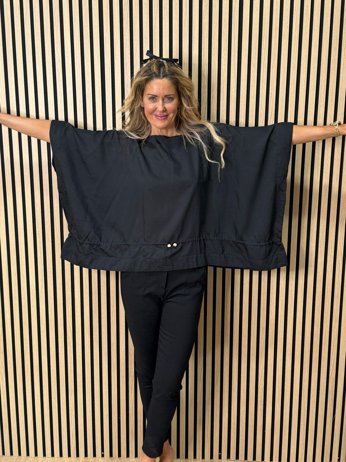 Dip Hem Oversized Top - Black