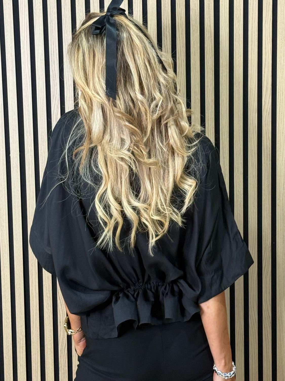 Dip Hem Oversized Top - Black