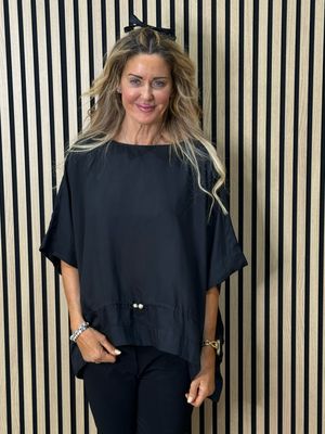Dip Hem Oversized Top - Black