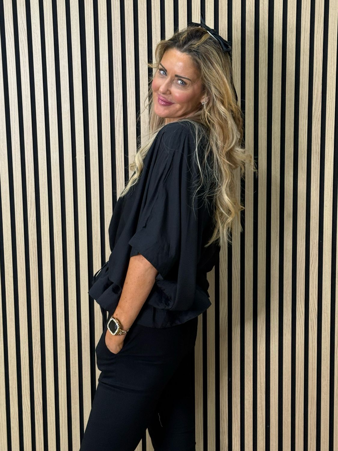 Dip Hem Oversized Top - Black