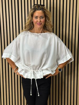 Dip Hem Oversized Top - White