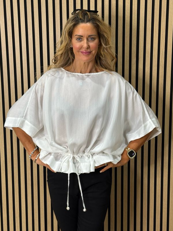 Dip Hem Oversized Top - White