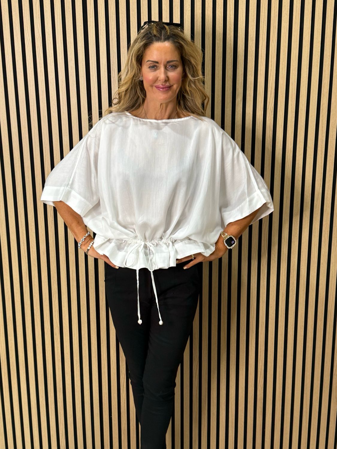 Dip Hem Oversized Top - White