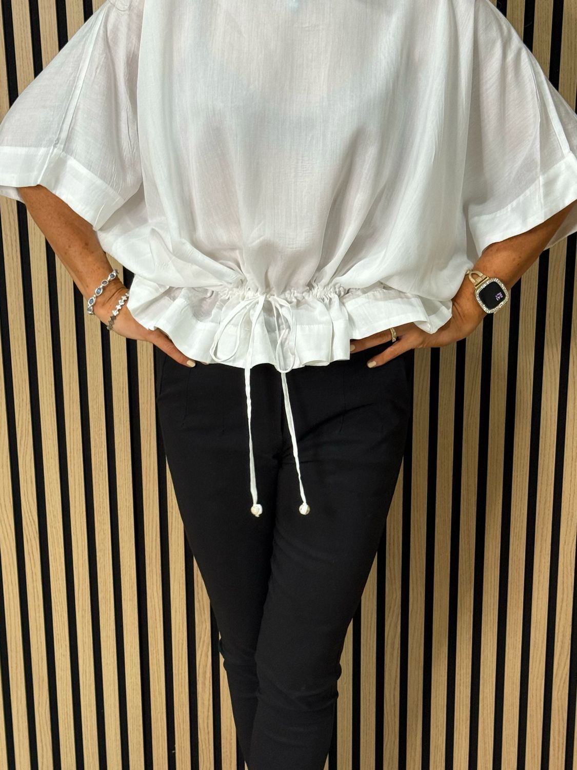 Dip Hem Oversized Top - White