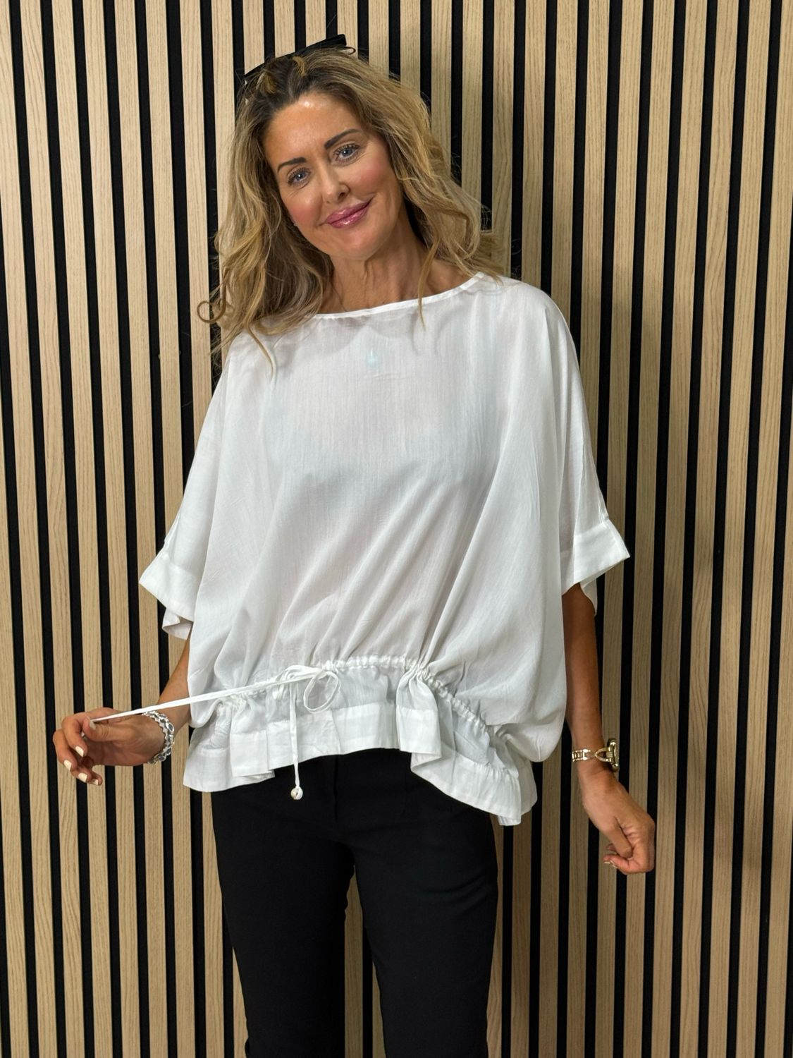 Dip Hem Oversized Top - White
