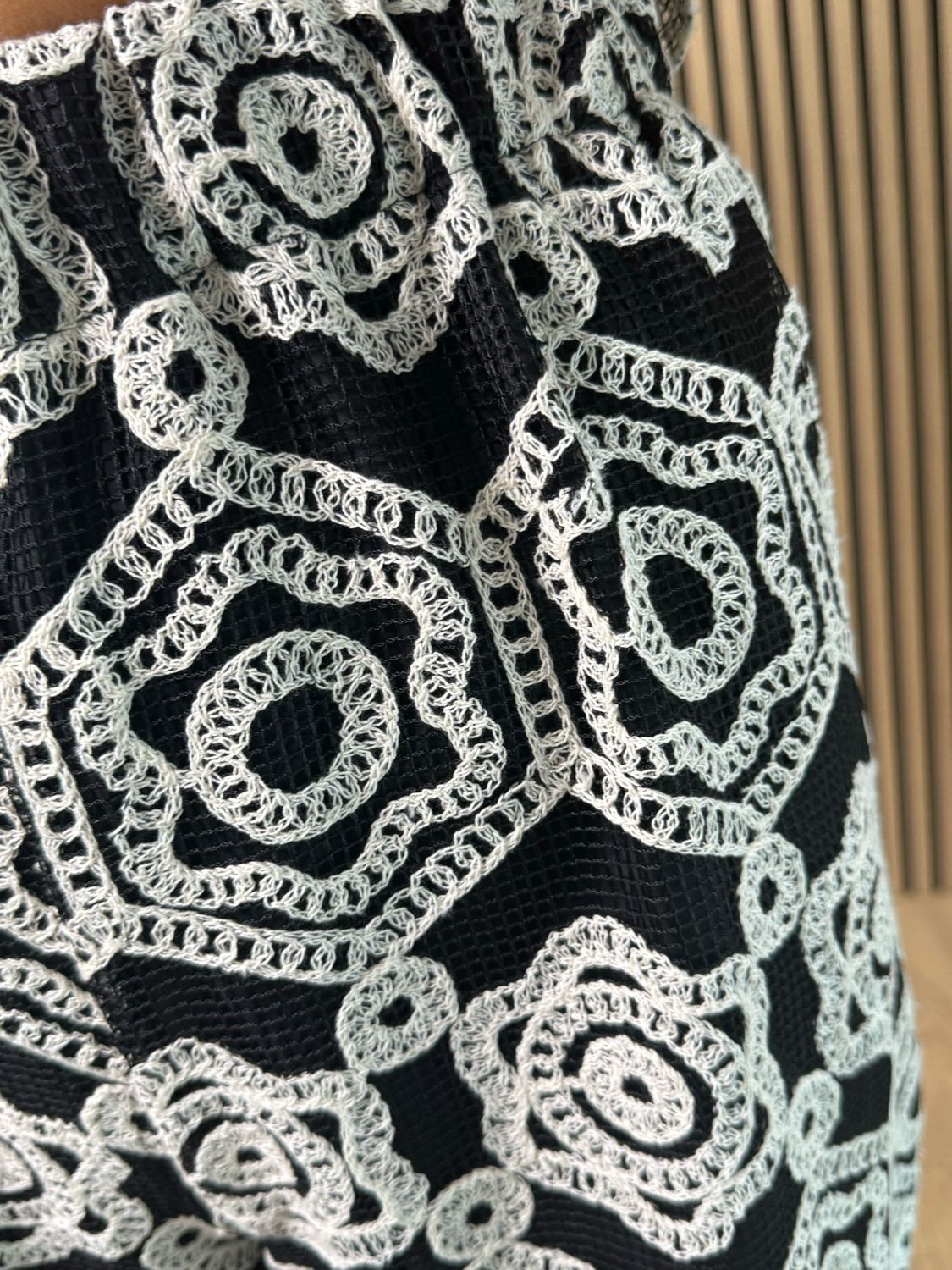 Crochet Lace Trouser Suit Set - Black/White