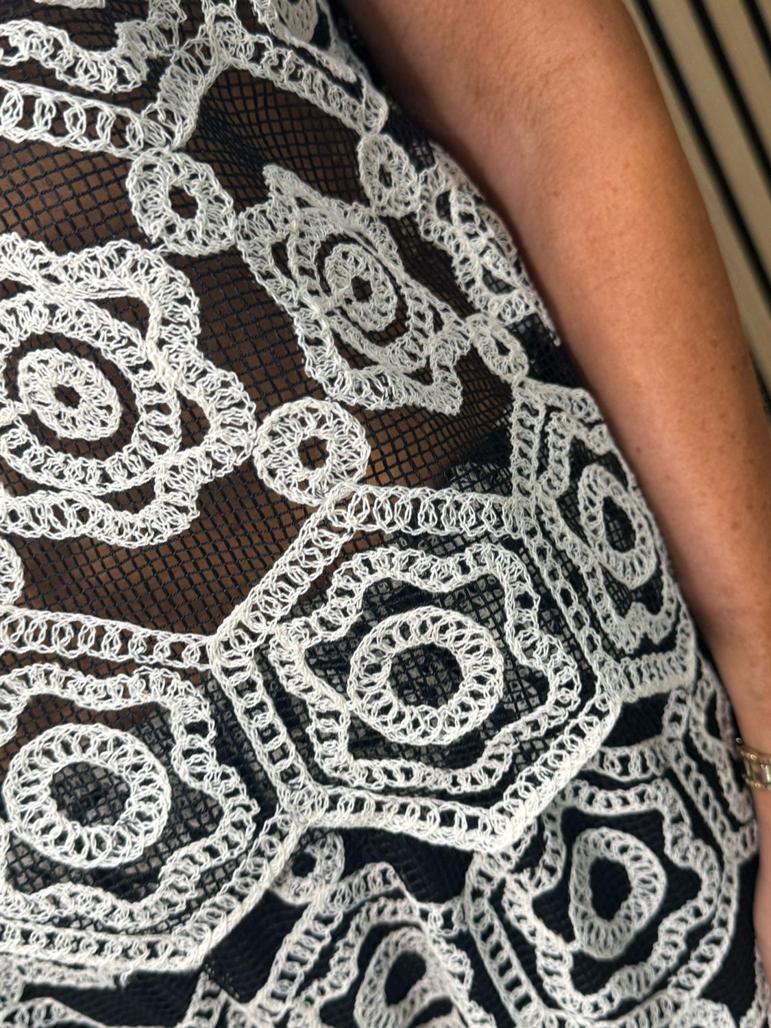Crochet Lace Trouser Suit Set - Black/White