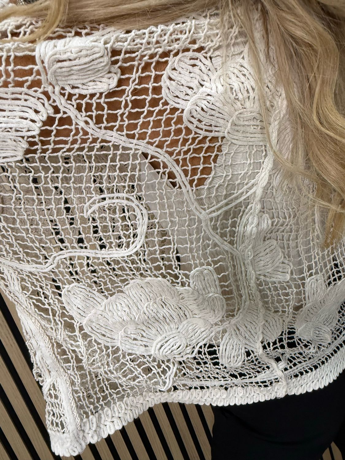Boho Crochet Tie Front Top - Cream