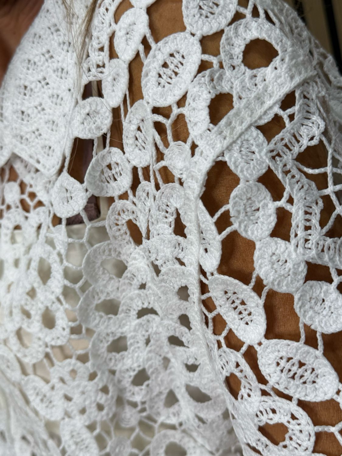 Crochet Lace Button Shirt - White
