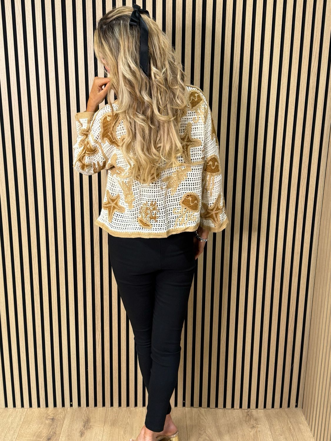 Seaside Crochet Knit Jumper - Cream/Taupe