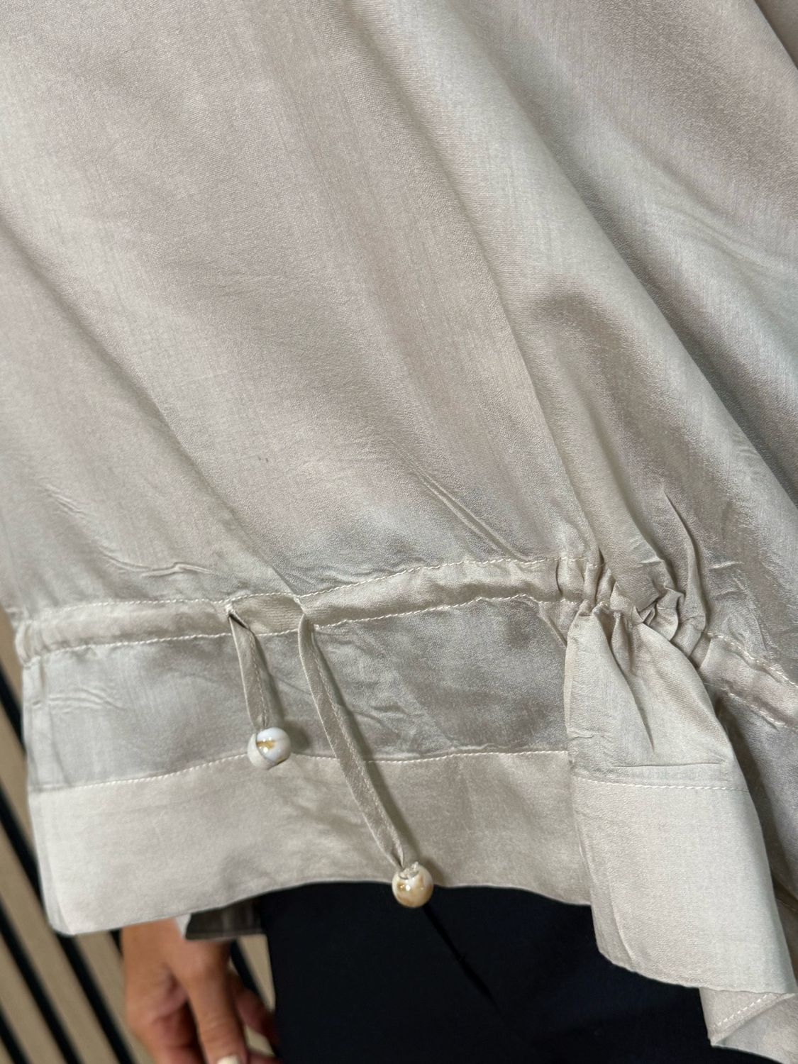 Dip Hem Oversized Top - Stone