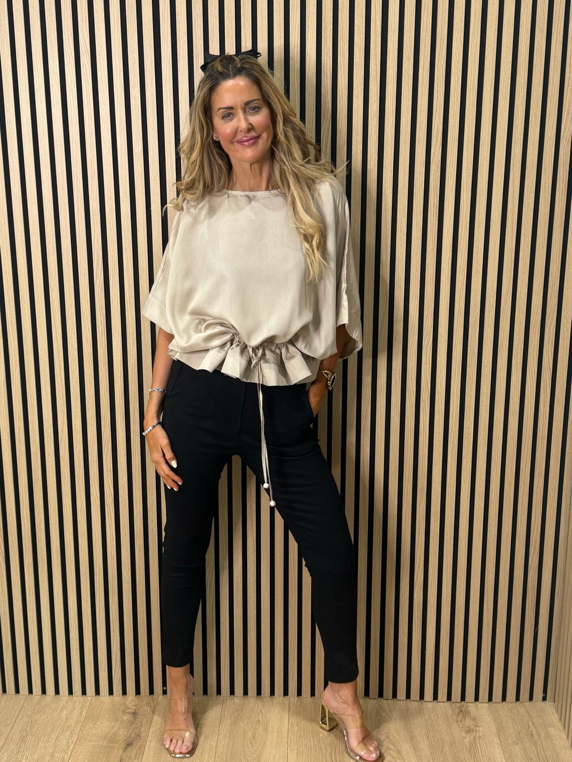 Dip Hem Oversized Top - Stone