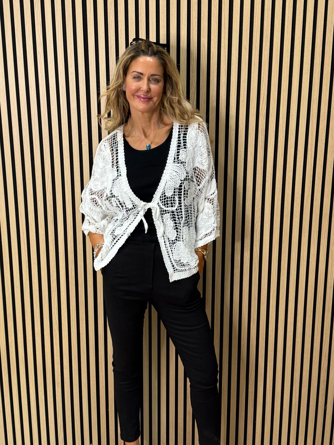 Boho Crochet Toe Front Top - White
