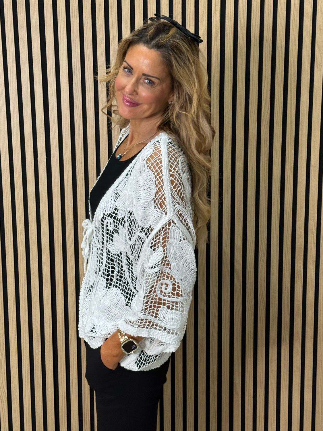 Boho Crochet Toe Front Top - White