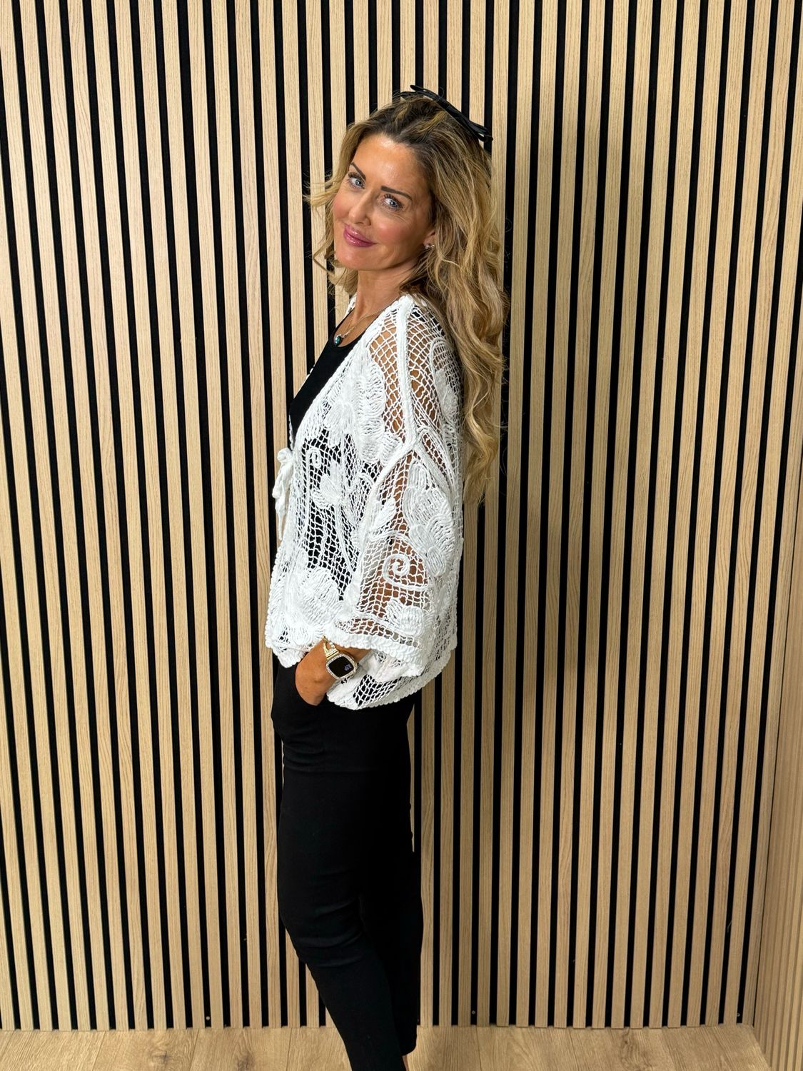 Boho Crochet Toe Front Top - White