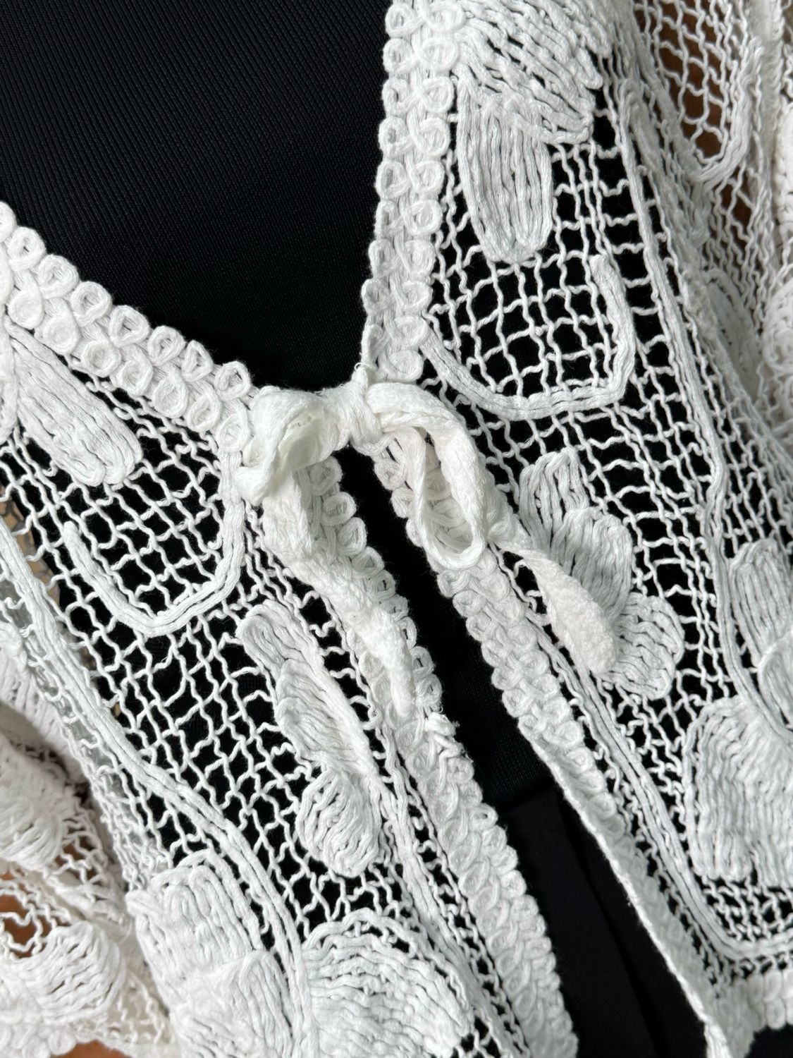 Boho Crochet Toe Front Top - White