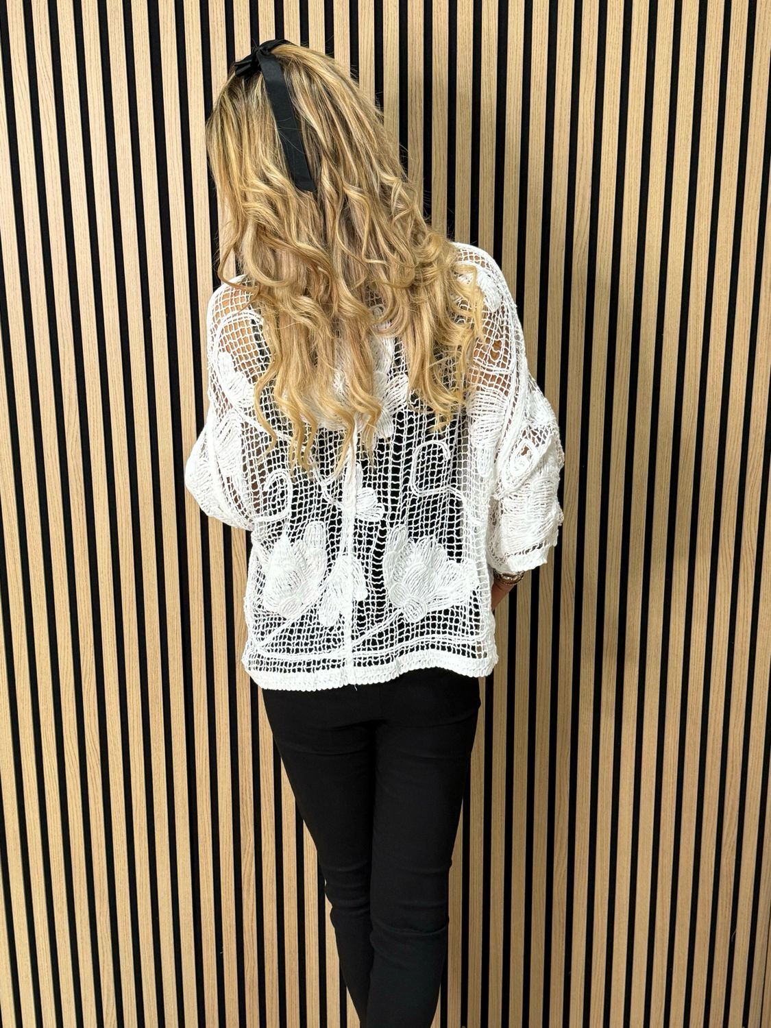 Boho Crochet Toe Front Top - White