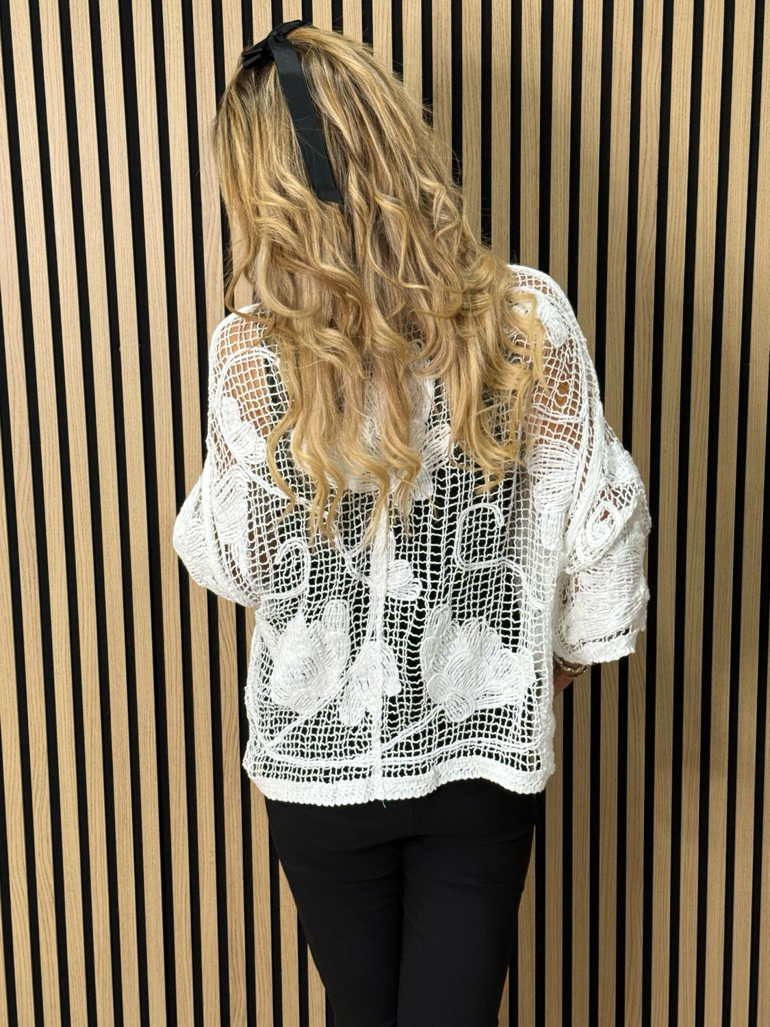 Boho Crochet Toe Front Top - White