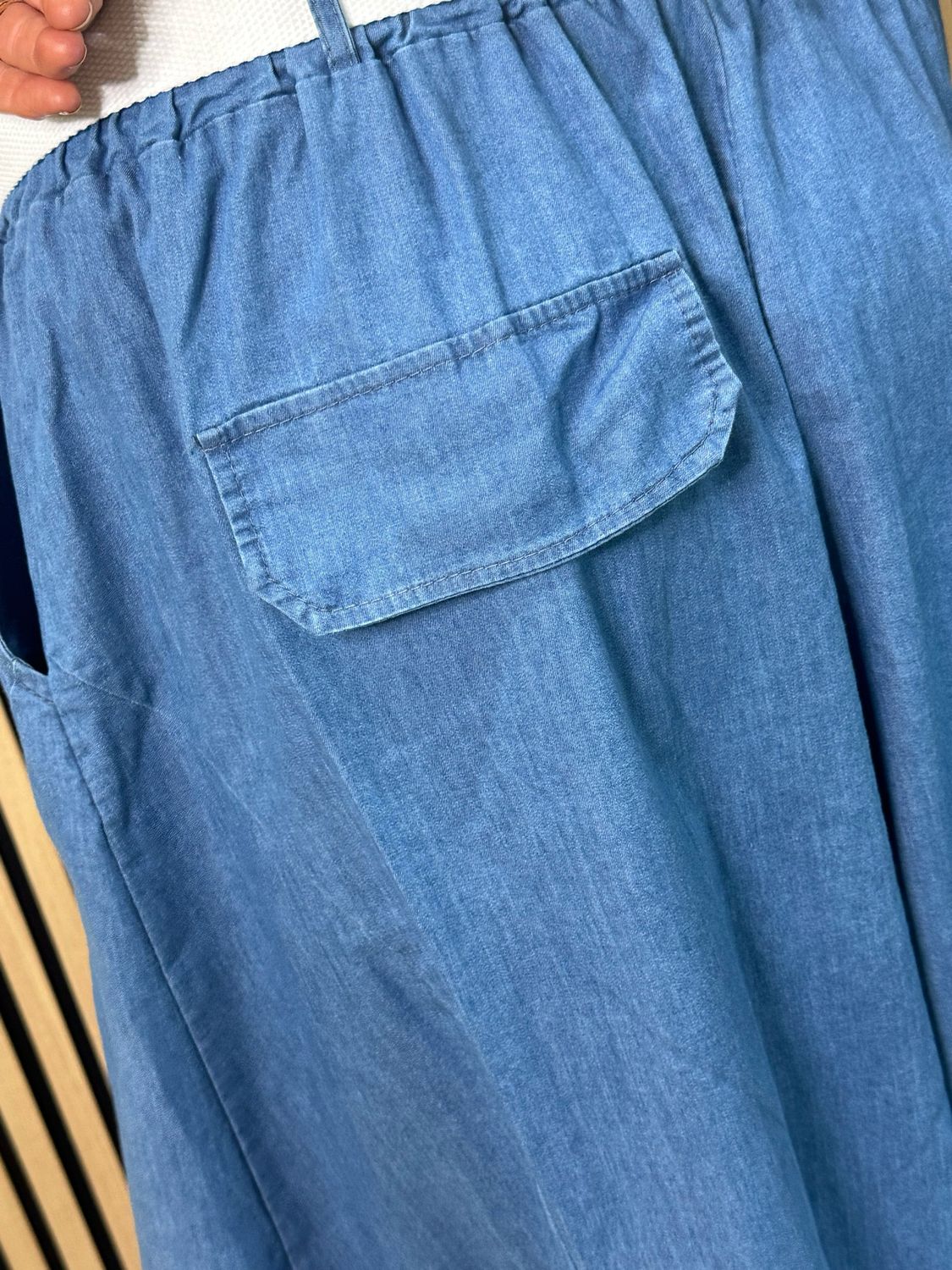 Soft Denim Wide Leg Trousers - Denim Blue