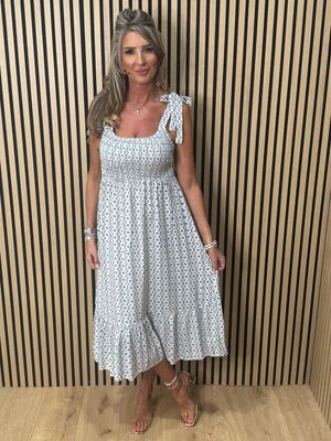 Tie Shoulder Maxi Dress - White