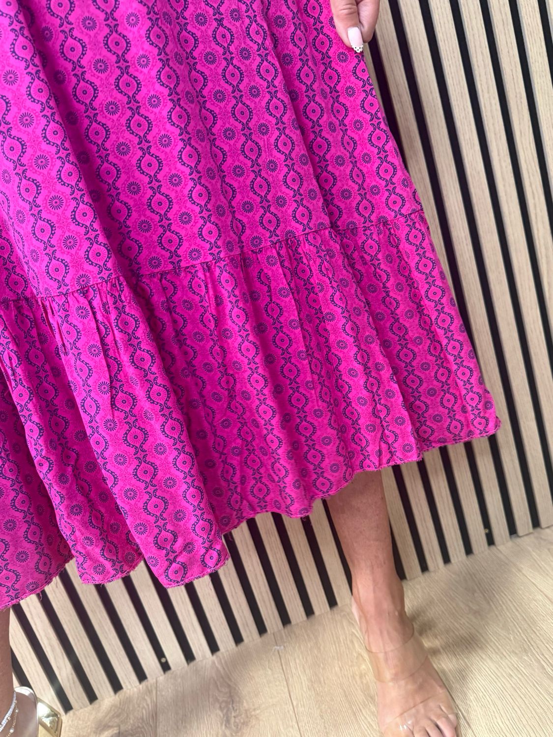 Tie Shoulder Maxi dress - Fuchsia