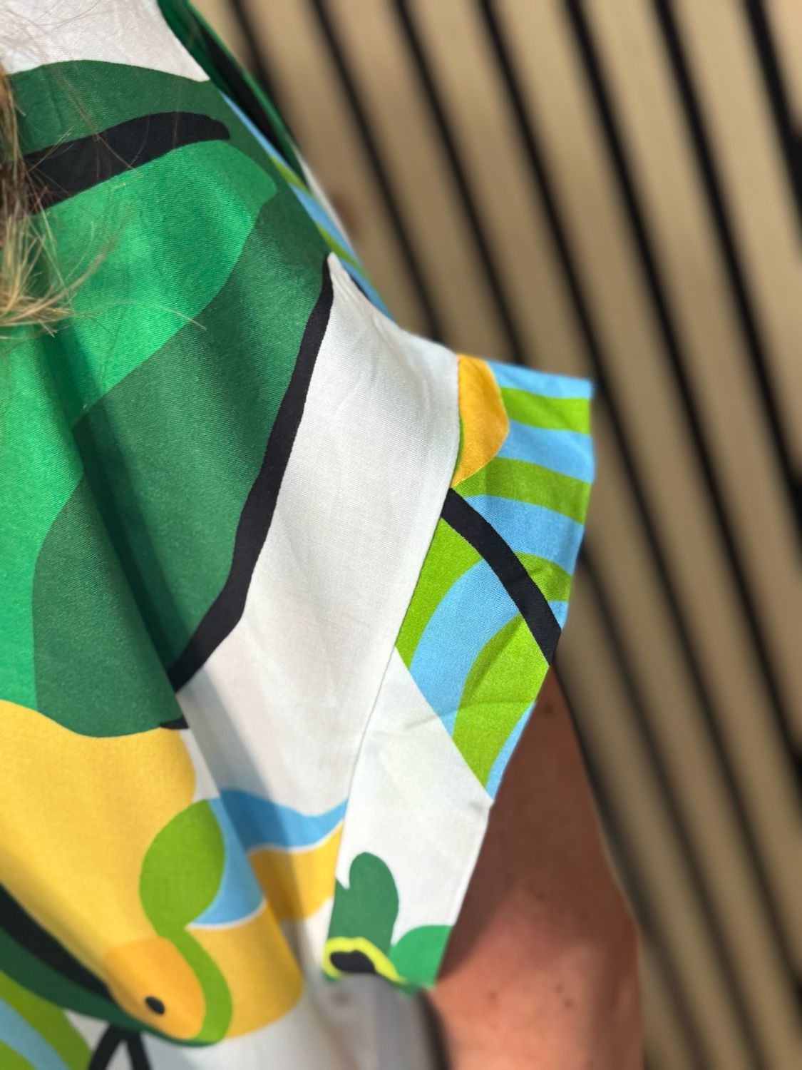 Tropical Print V-Neck Dress - Green Multi