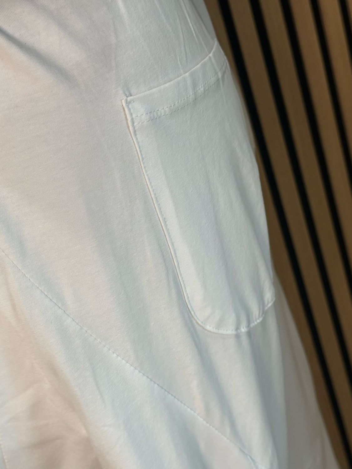 Cotton Stretch Barrel Pants - White