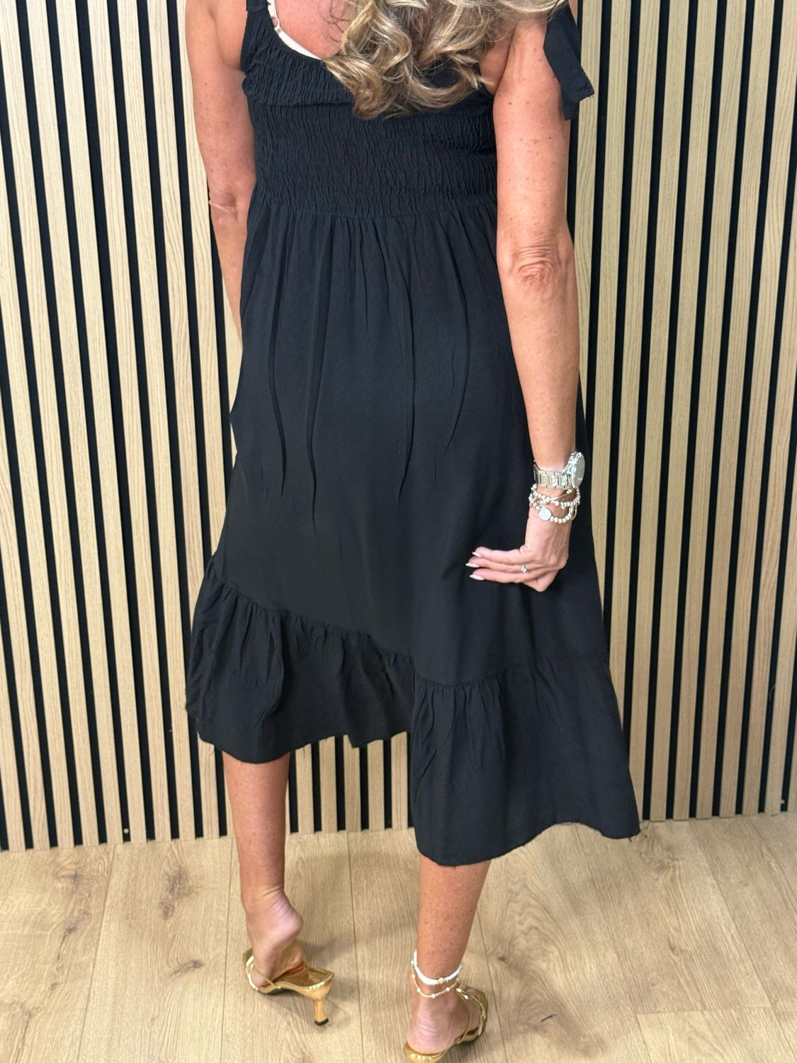 Tie Shoulder Maxi Dress - Black