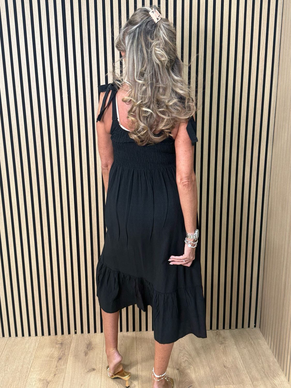 Tie Shoulder Maxi Dress - Black