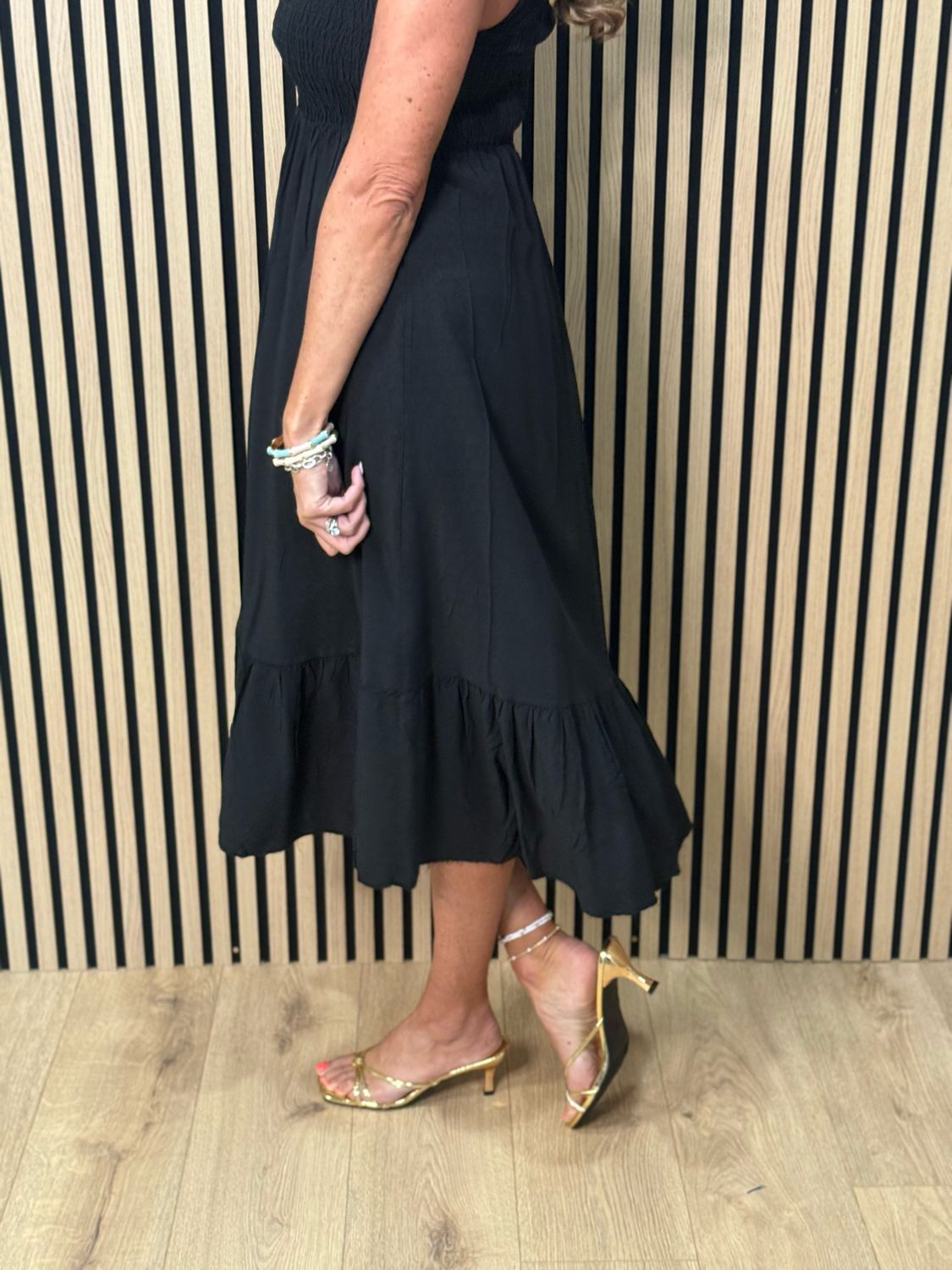 Tie Shoulder Maxi Dress - Black