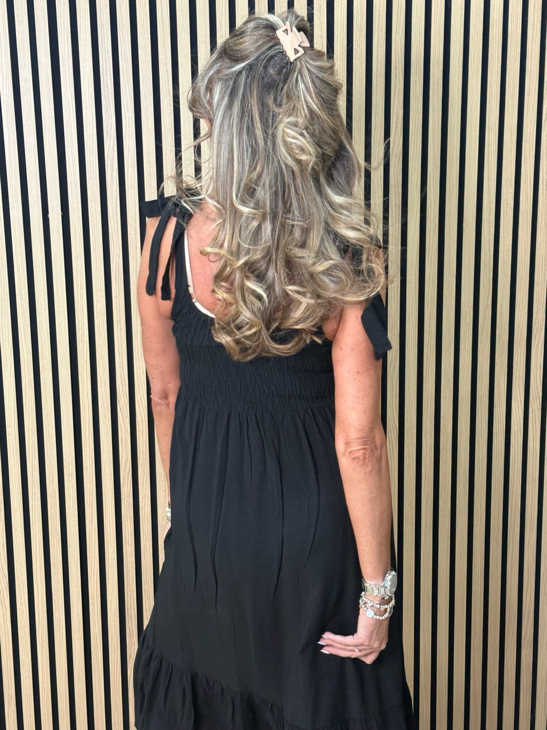 Tie Shoulder Maxi Dress - Black