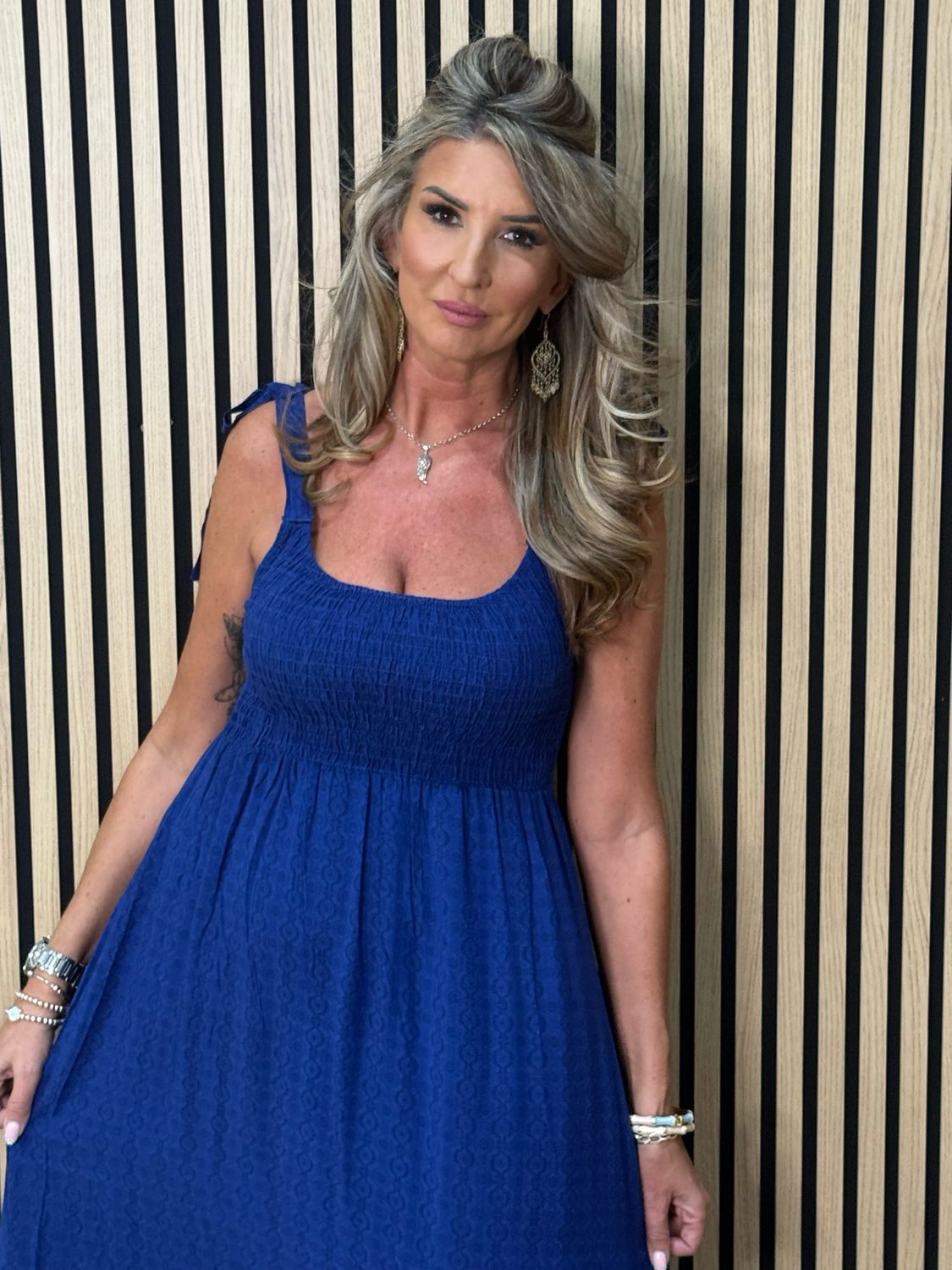 Tie Shoulder Maxi Dress - Royal Blue